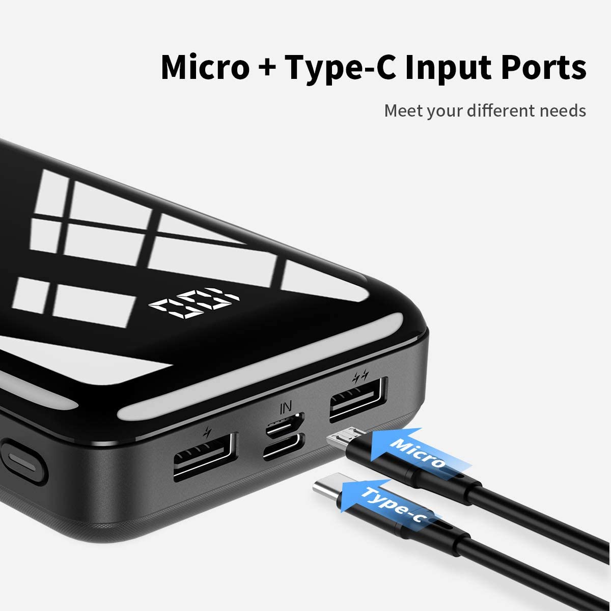 Batterie Externe LEXON NOMADAY 3000 MAh - Mousqueton Doré - 2 Ports USB-A/USB-C - Design Français
