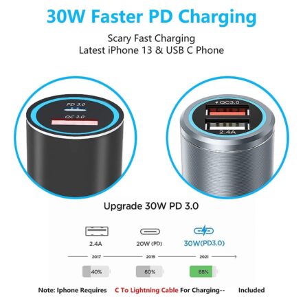 Chargeur Allume-cigare Avec Câble Pour IPhone - Noir, Neuf, Sans Marque
