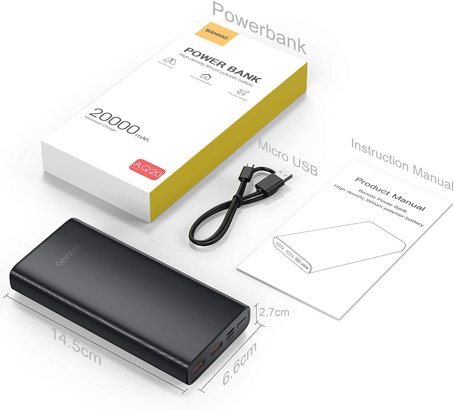 Batterie Externe 12 000 MAh Charge Rapide - Powerbank Neuve, Portable, Pour Smartphone Et Tablette