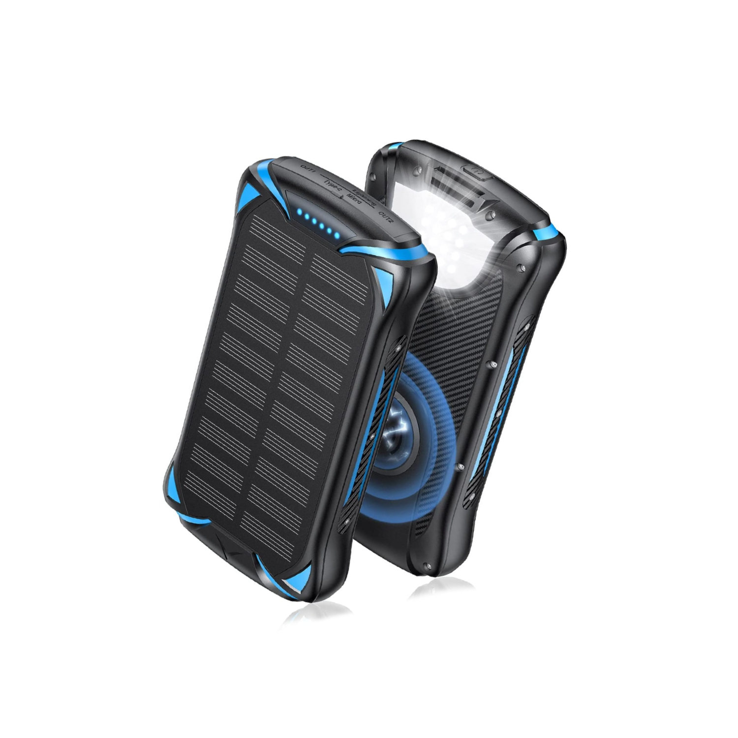 Batterie Externe Solaire 20000mAh - 1001coques - 2 Ports USB - Double LED + Boussole - NEUVE