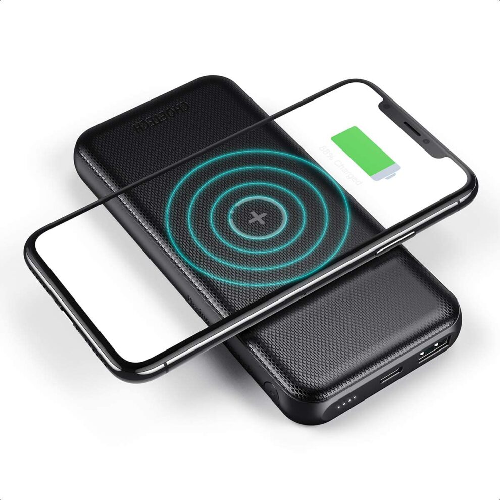 Batterie Externe Portable 6000 mAh et Chargeur sans Fil Compatible Qi