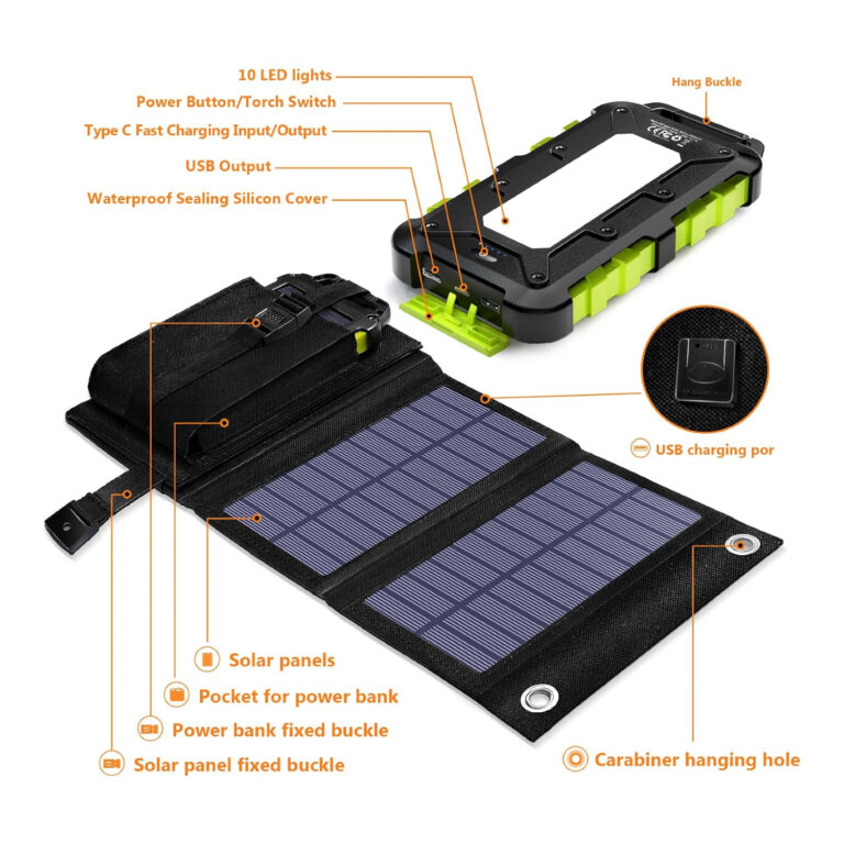 Batterie Externe Solaire 20000 mAh - Charge Rapide, Écran LED, Sans Fil Qi