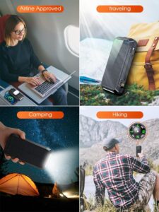 2X Batterie Externe Solaire 50000mAh - Power Bank Rechargeable Par USB Et Solaire, Avec éclairage LED | Pour Camping, Randonnée, Road Trip, Survie