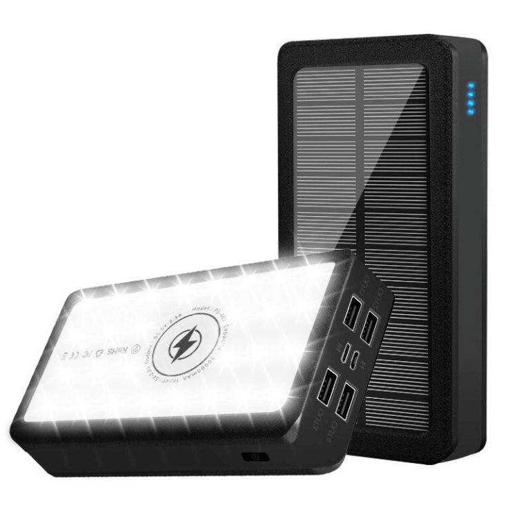 Batterie Externe Solaire 32 000 MAh - Charge Sans Fil, 4 Câbles Intégrés - Pour Téléphone, Tablette, Camping - 9