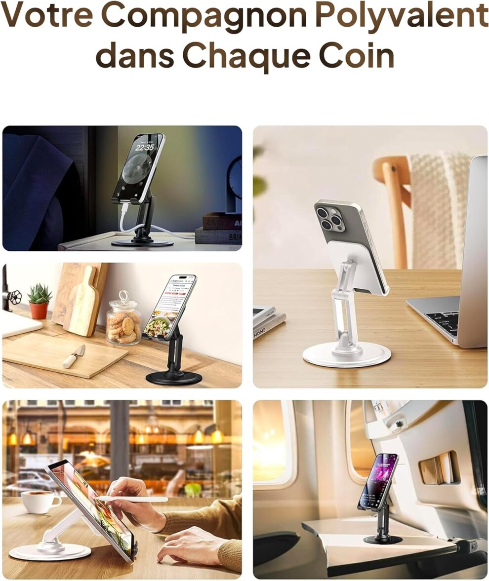 Support Téléphone Réglable Ultra Fin - Fixation Adhésive Universelle