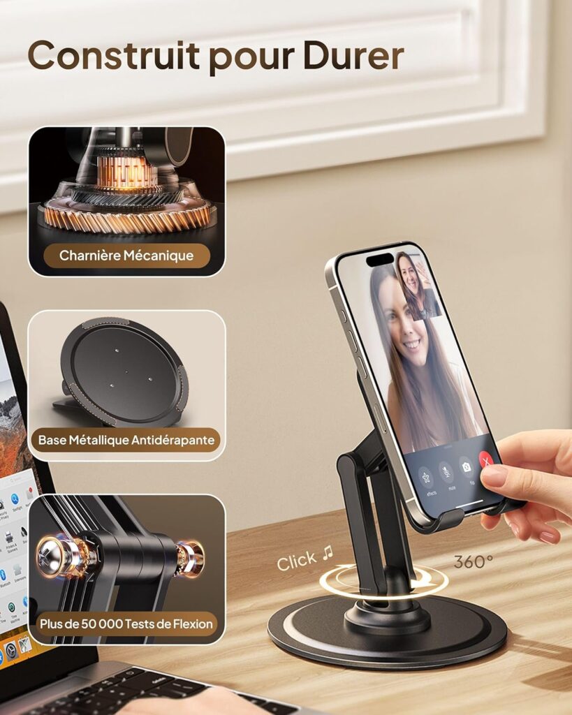Support de téléphone Trendfield avec bras flexible et pince pour bureau ou table de