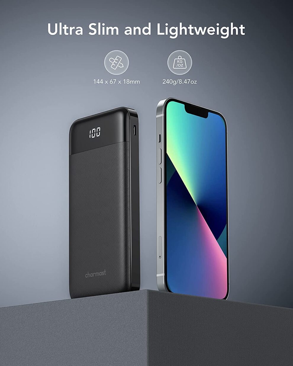 Charmast Batterie Externe 10000mAh Câbles Intégrés Boutique KT