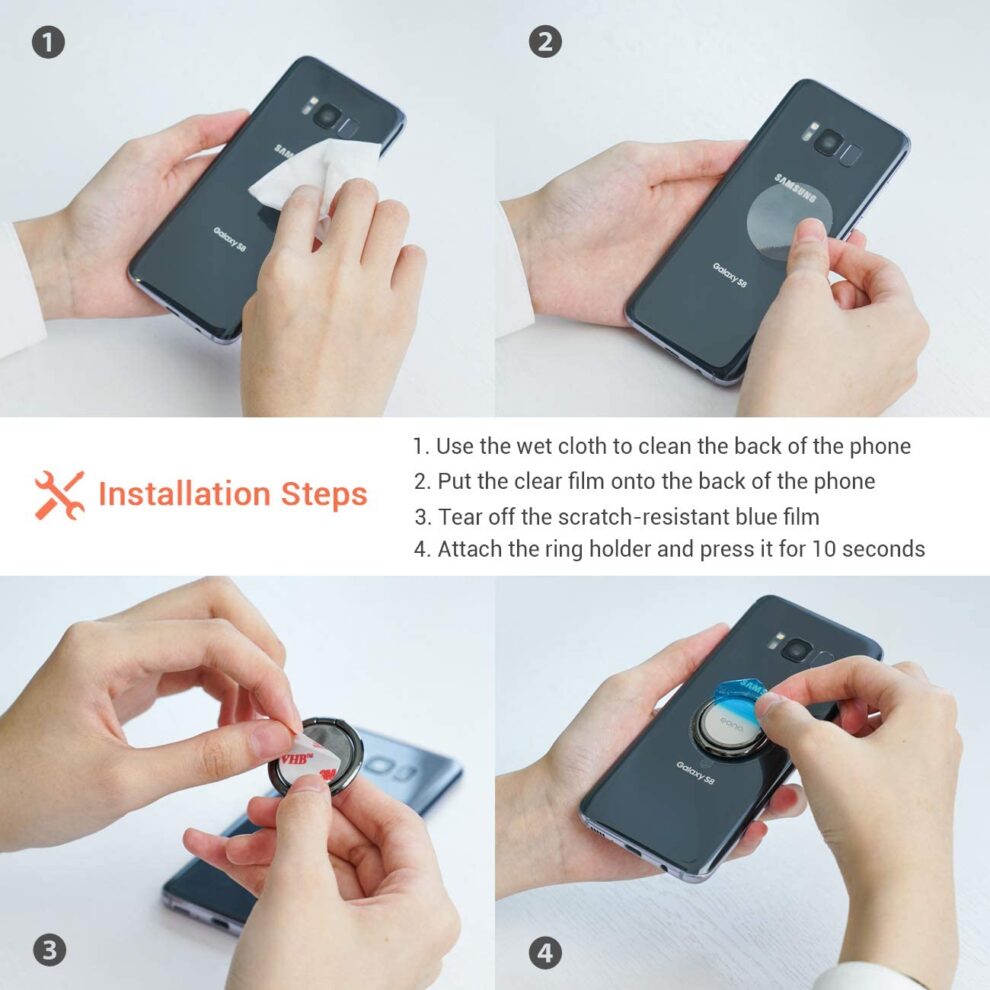 Anneau Support Téléphone Universel - Lot De 3 - Support Réglable 360° Et Grip Antidérapant