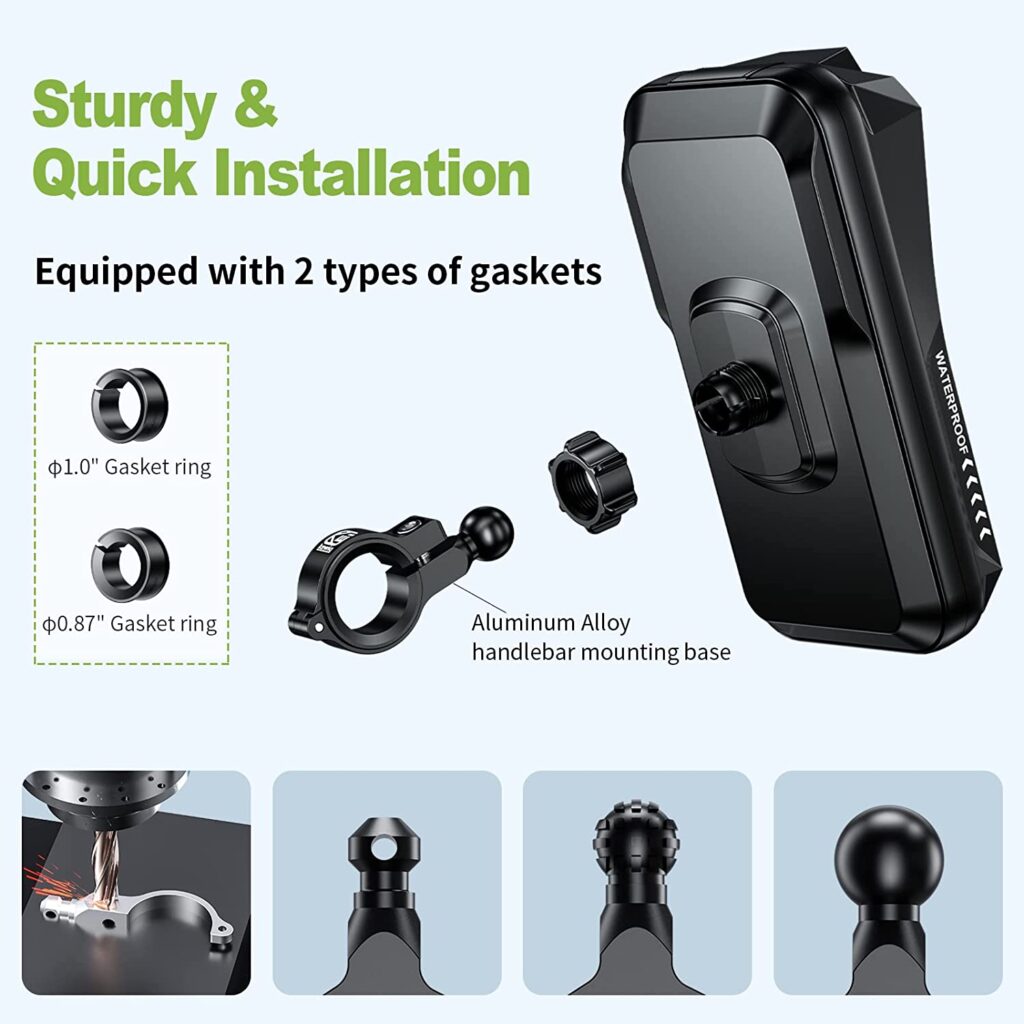 Support Téléphone Moto CIRYCASE Anti-vibration - Ultra Stable, Rotation 360°, Verrouillage Rapide - Compatible 4,7-6,8 Pouces, Guidon 18-39mm