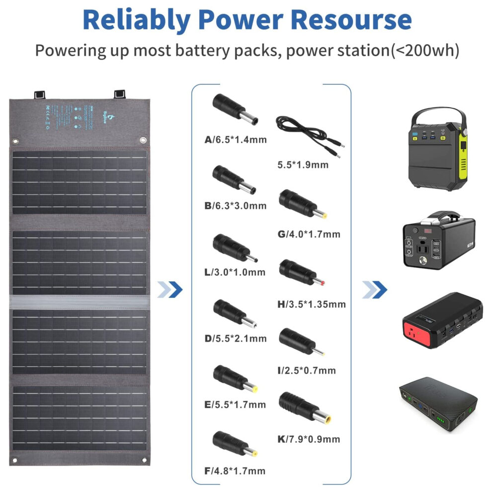 Panneau Solaire 35W JES – Portable, étanche, Idéal Pour Camping Et Rando