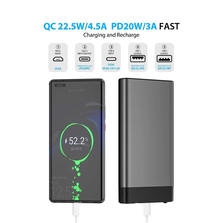 Batterie Externe 30000mAh 22.5W - Charge Ultra Rapide, Portable, Neuve