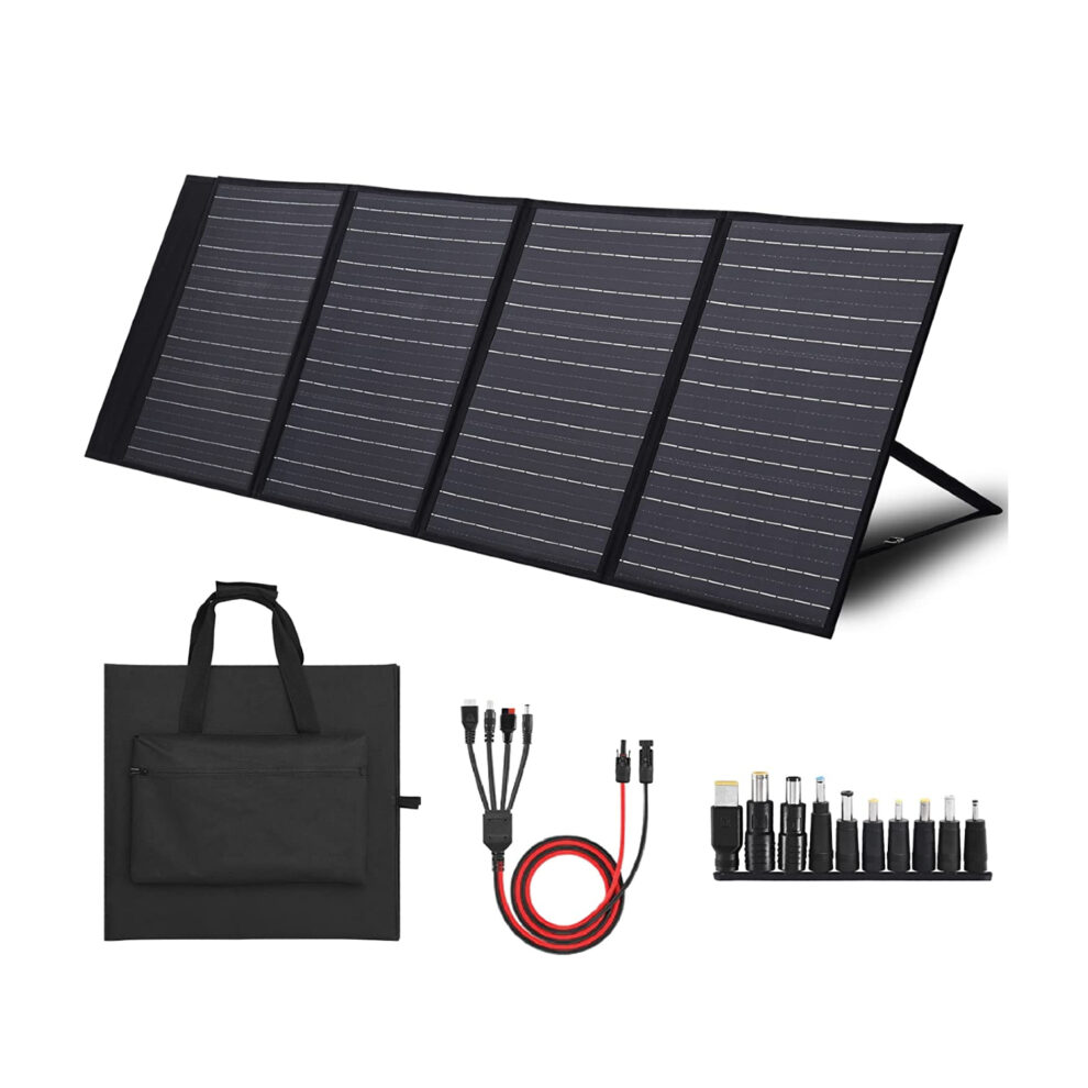Batterie Externe Solaire 27000 MAh - Chargeur Portable 4 Panneaux Solaires, QC 4.0 22.5W, USB-C 20W, Lampes LED & SOS - Idéal Camping & Randonnée