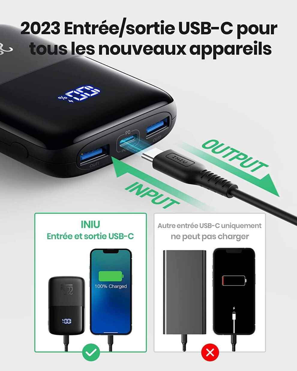 Powerbank Sinobangoo 23000 MAh Rose – Batterie Externe Portable Ultra Légère 300g