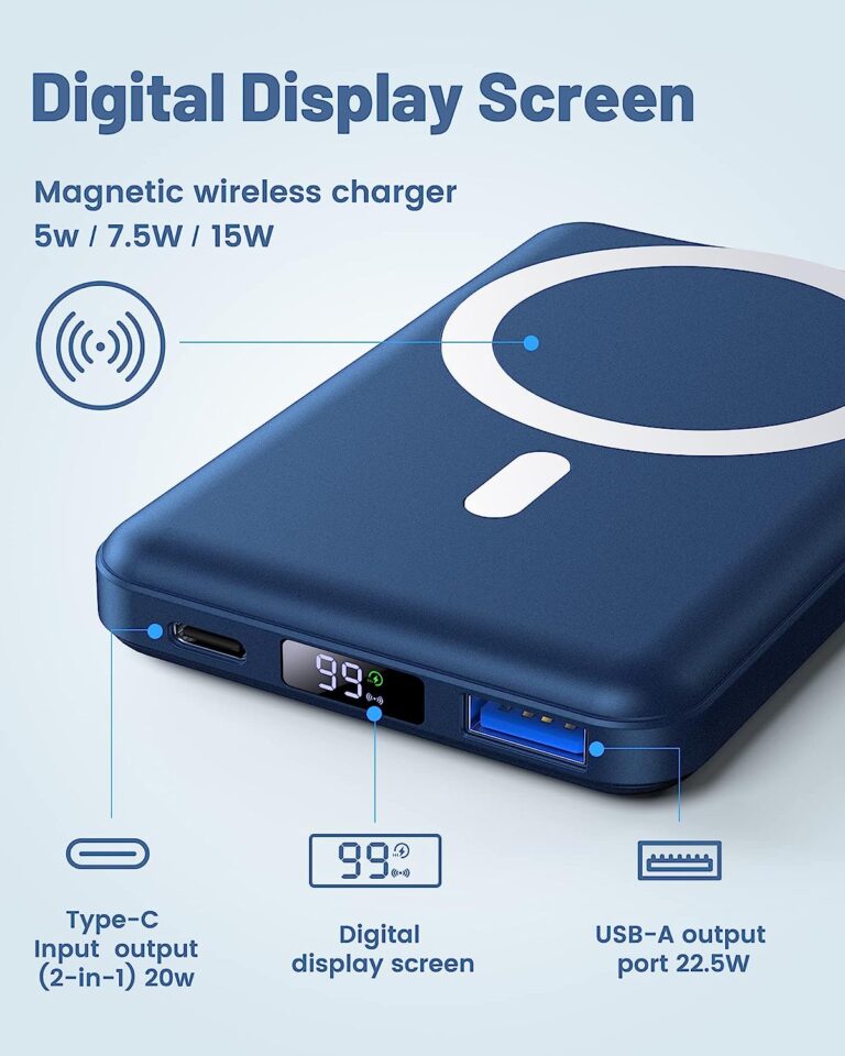 Batterie Externe Magsafe 20000mAh Batterie Externe Sans Fil Portable Magnétique Powerbank Charge Rapide Batterie Externe Pour Magsafe Pour IPhone 15 - Téléphonie Chargeur Portable Fin 20W Rapide