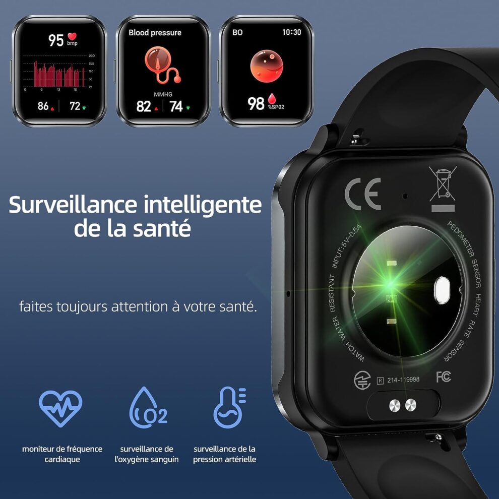 Cardiofréquencemètre avec capteur de fréquence cardiaque BLE 5.0 et Ant +, bande