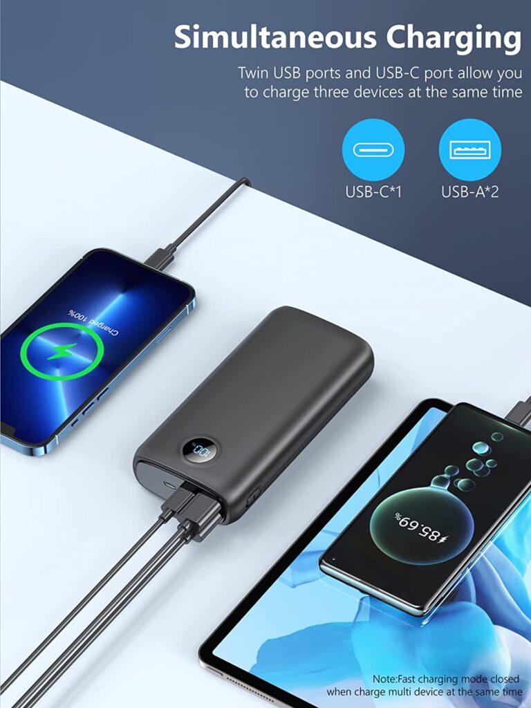 Ranwomen 20000mAh batterie externe haute capacité LED affichage numérique chargeur Portable