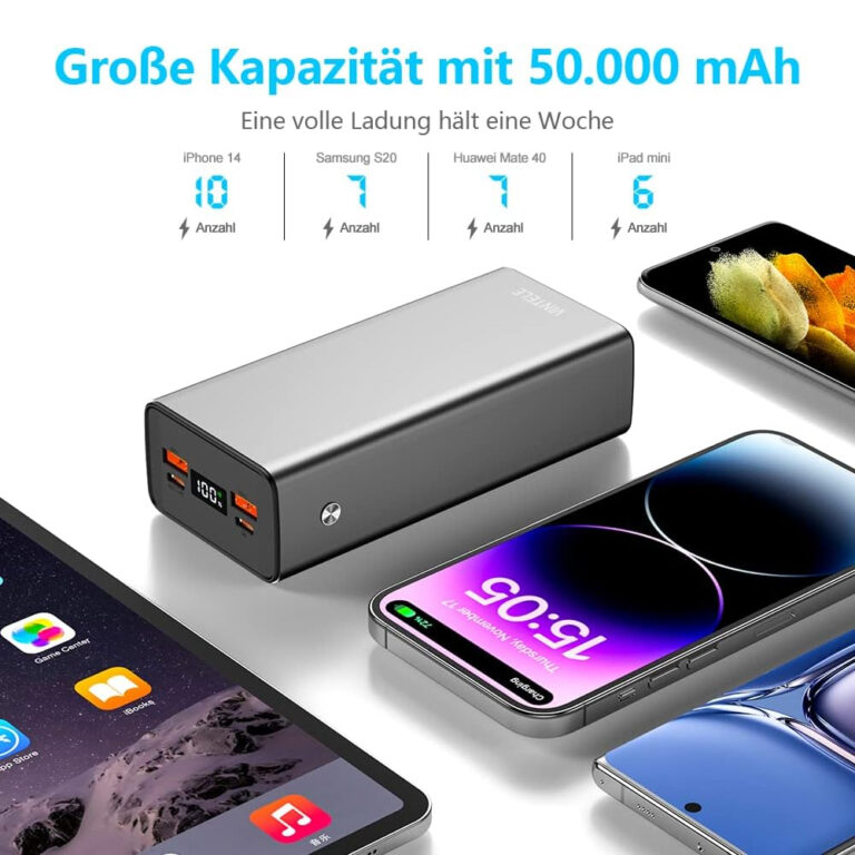 Batterie Portable Solaire 50000 MAh - Alliage Aluminium - Charge Rapide USB - Lampe LED - Pour Camping, Voyage - 4