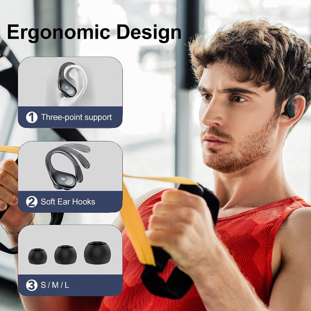Écouteurs Sans Fil Sport DUSONLAP Avec Micro Et Traducteur Vocal - Couleur Orange - Contrôle Tactile - Pour Entraînement Et Communication