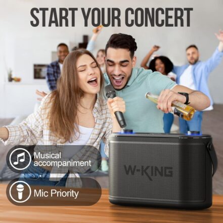 Karaoké Enfant Enceinte sono 400W sur Batterie portable avec LED USB/SD/BLUETOOTH, 2 Microphones